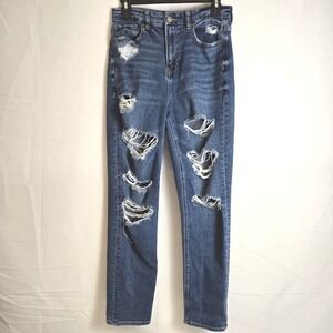 American Eagle Outfitters Distressed Mom Jean, Stretch Waist, Size 4